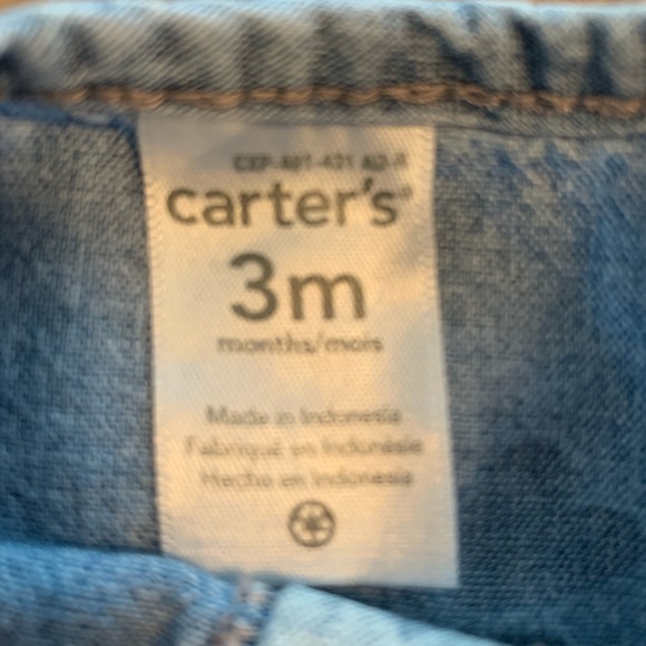Carter's Denim Hearts Romper (EUC) - Picture 3 of 3
